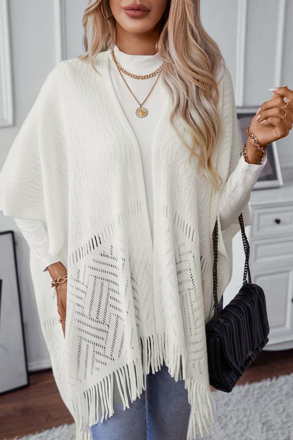 Open Front Hollow Out Sweater Knitted Wrap