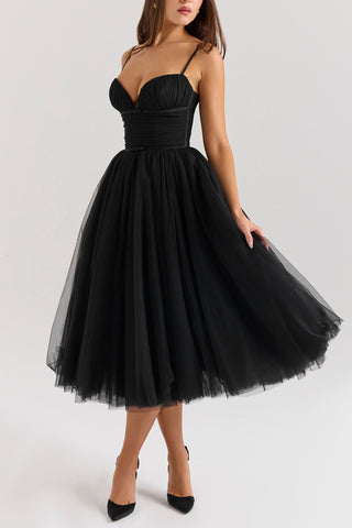 Countess Cabernet Tulle Midi Dress