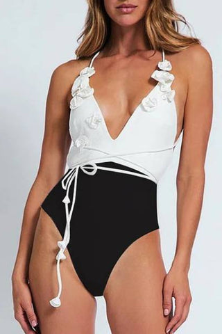 Three-Dimensional Flower One-Piece Swimsuit