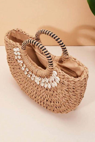 Shell Decor Straw Bag