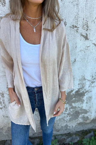 Ruched 3/4 Sleeve Cardigan