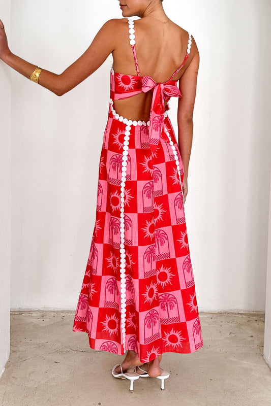 Unique print polka dot embellished maxi dress