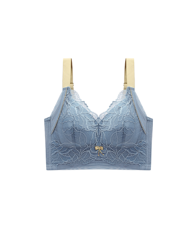 Contrast Color Lace Wireless Bra