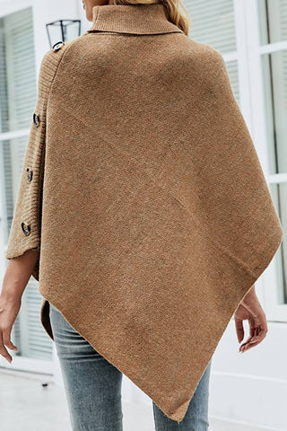 Solid Color High Neck Irregular Hem Knitted Shawl