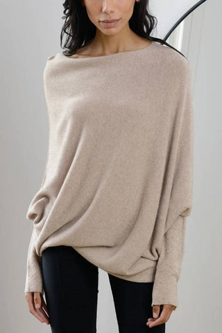 Comfortable temperament knitted pleated pullover