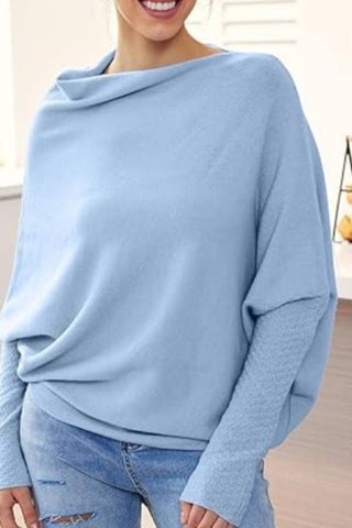 Comfortable temperament knitted pleated pullover