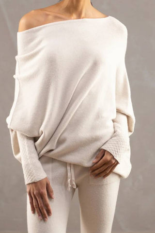 Comfortable temperament knitted pleated pullover