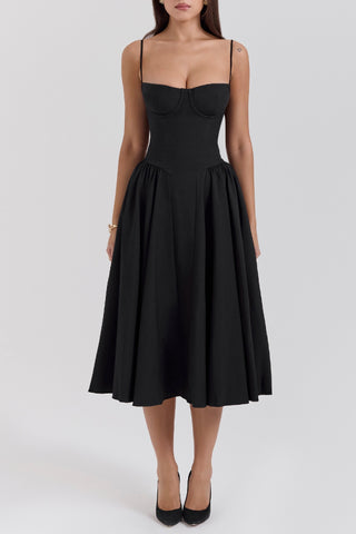 French elegant retro camisole midi dress