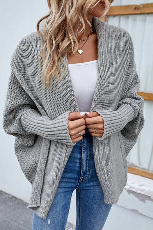 Loose Knitted Bat Sleeve Cardigan