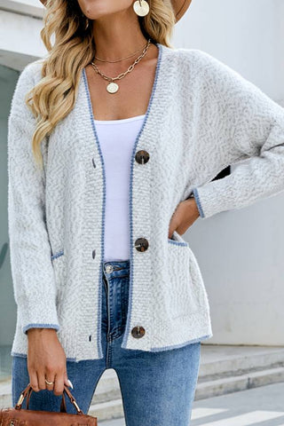 Contrast Snowflakes Knitted Cardigan