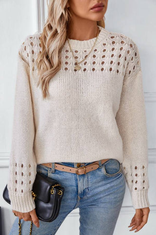 Hollow Out Crochet Knit Pullover Sweater