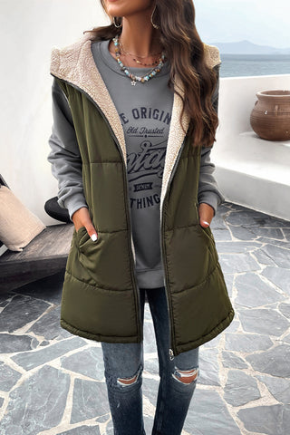 Sleeveless Fleece Jacket Zip Hoodie