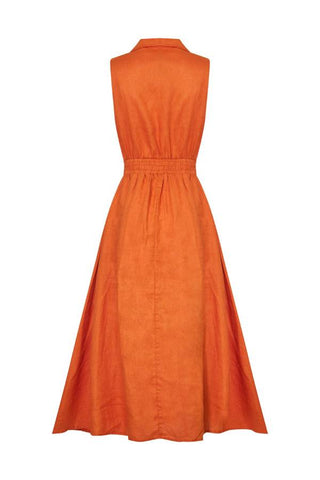 Solid color lapel pleated sleeveless temperament maxi dress