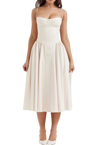 French elegant retro camisole midi dress