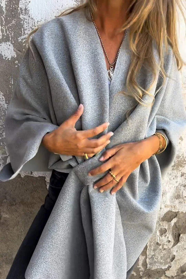 Loose V-neck shawl cloak jacket