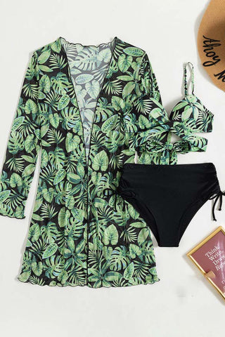 Summer Print High Waist Sexy Three-Piece Swimsuit