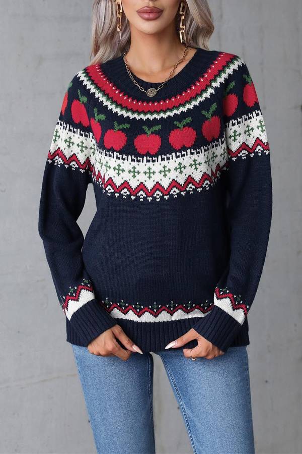 Christmas tree print pullover fashionable sweater