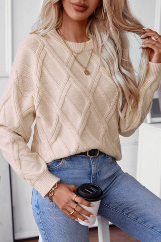 Loose Diamond Knit Pullover Sweater