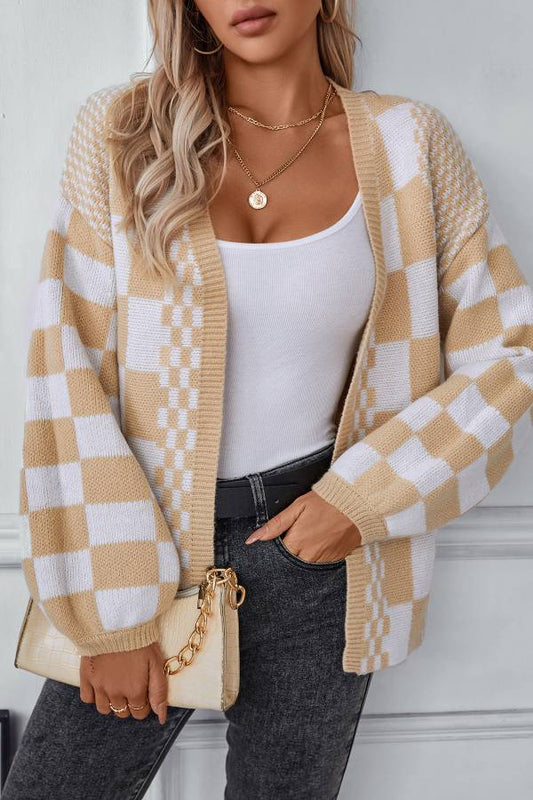 casual loose lantern sleeve knitted cardigan