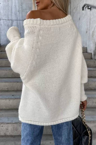 Solid Knitted Round Neck Sweater