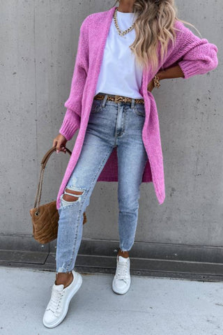 Long sleeved knitted cardigan