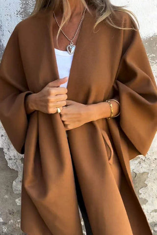 Loose V-neck shawl cloak jacket