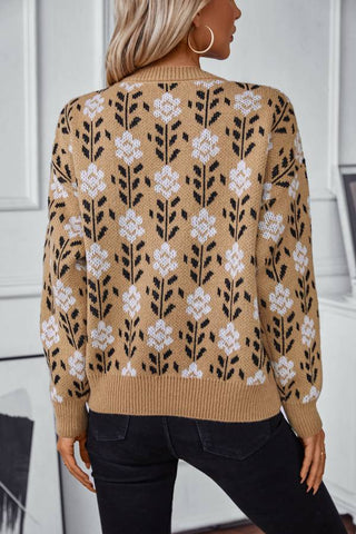 Flower Jacquard Fashion Versatile Knitted sweater