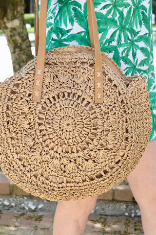 Round Straw Tote Bag