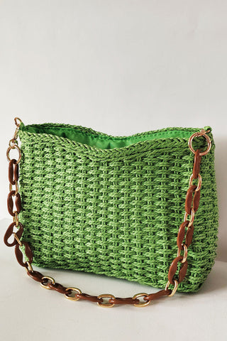 Square Chain Straw Bag