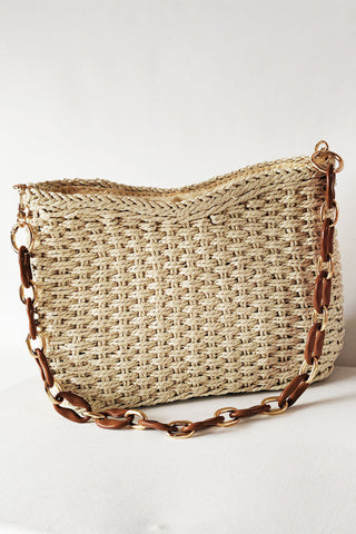 Square Chain Straw Bag