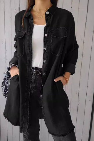 Fashionable loose collared women's denim jacket