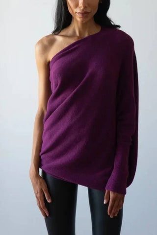 Comfortable temperament knitted pleated pullover