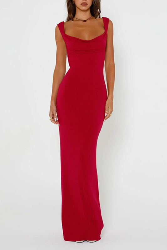 Sexy halter backless bow slim fit hip maxi dress