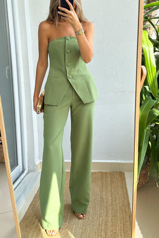 Casual and fashionable suit button style strapless suit