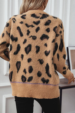 Leopard Pattern Jacquard Pullover sweater