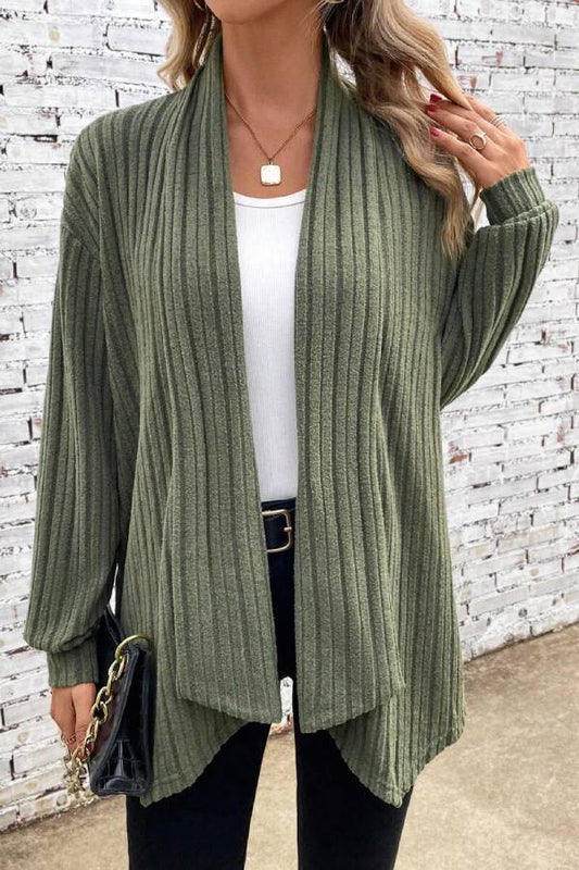 Long sleeved solid color loose cardigan