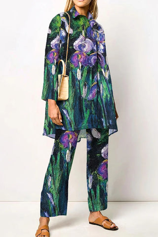 Floral Painting Art Shirt Two Piece Set