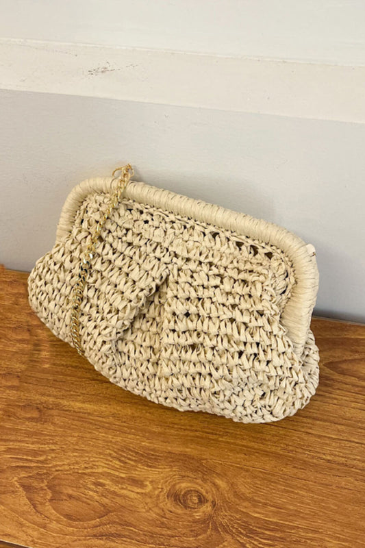 Straw Niche Design Chain Shoulder Crossbody Clutch Bag