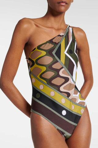 Retro Personality Abstract V-neck One-piece Swimsuit