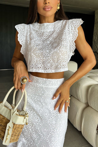 Asymmetric lace sleeveless skirt set