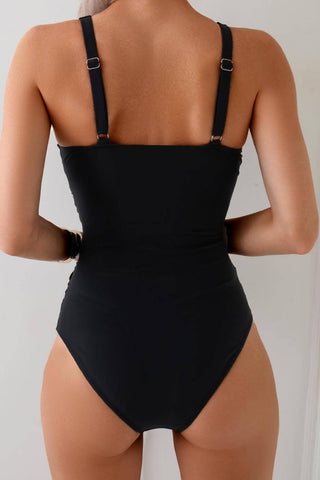 Unique Sexy Cross-Strap Pleated One-Piece Swimsuit