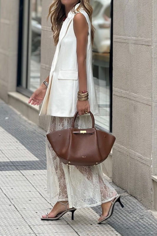 Lapel Loose Suit Vest and Skirt Set
