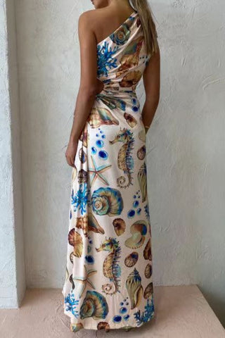 Sea Shells One Shoulder Maxi Dress