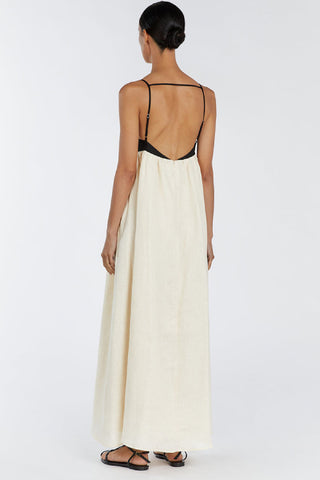 Open Back Contrast Pocket maxi Dress