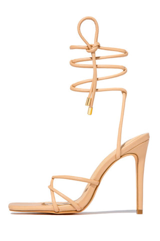 Crisscross Strap Square Toe Stiletto Sandals