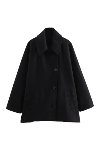 lapel cape sleeves Loose-fitting coat