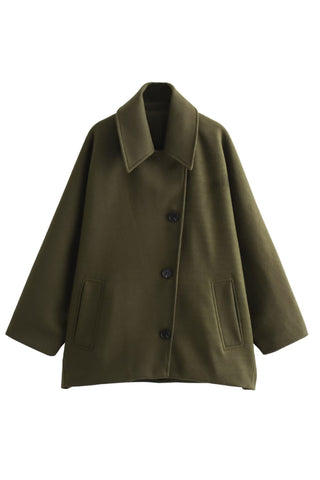 lapel cape sleeves Loose-fitting coat