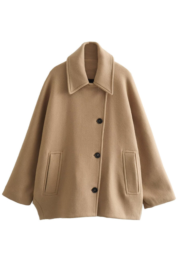 lapel cape sleeves Loose-fitting coat