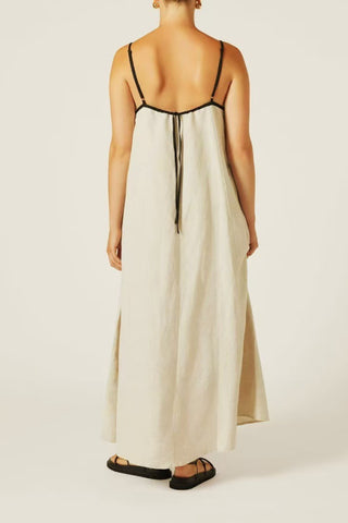 Contrast color Linen blend Cami maxi dress