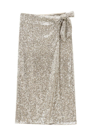 Sequined Mesh Midi Skirt